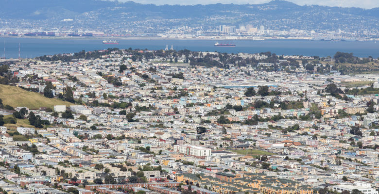 Aerial View of Daly City and Brisbane from San Bruno Mountain State Park.