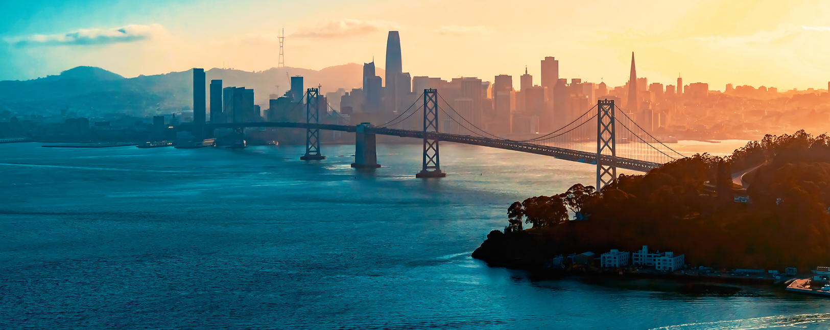 Aerial view of the Bay Bridge in San Francisco