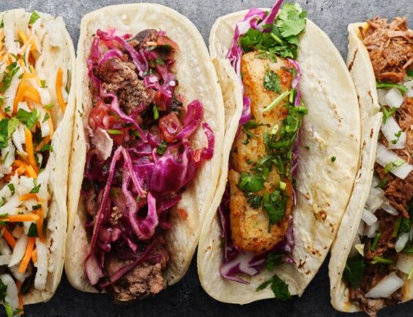 line up of tacos